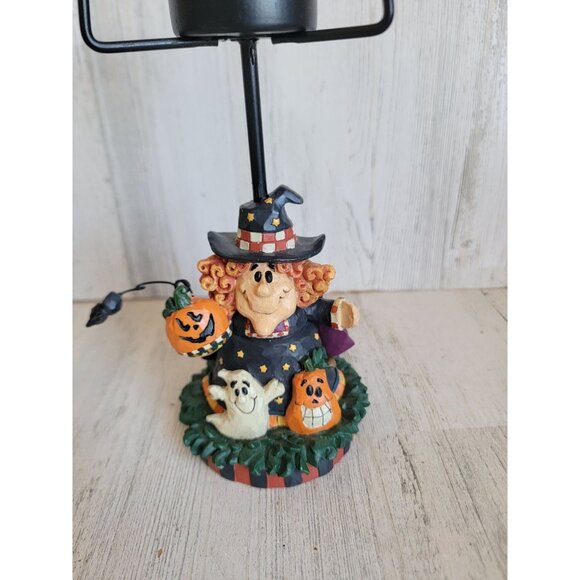 Vintage rustic witch tealight candle Halloween home decor holder - Picture 2 of 8